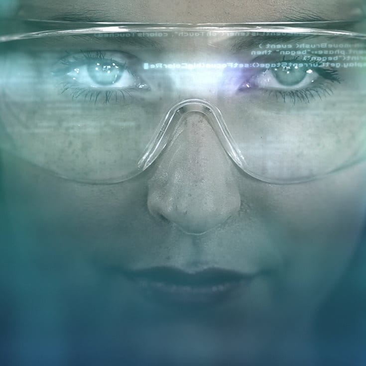 woman close up eyes digital screen