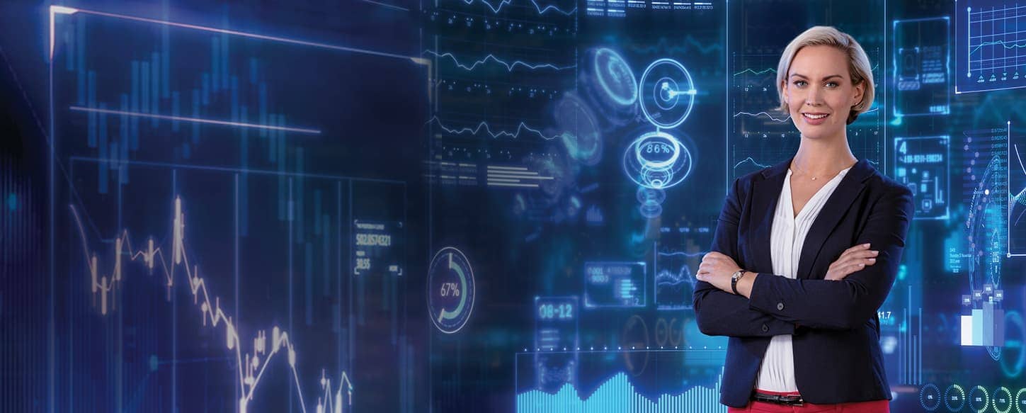 Woman with projected digital backdrop