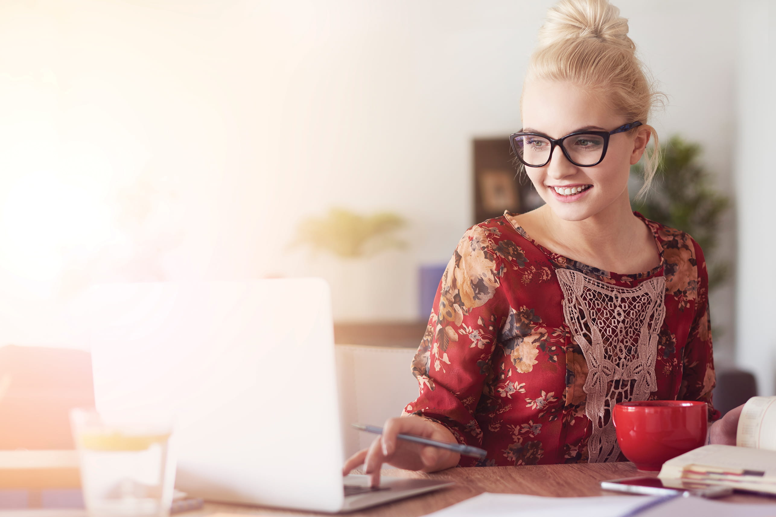woman working at laptop